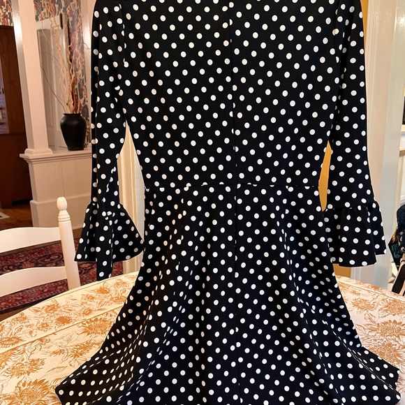 Kate Spade Domino Dot Flounce Sleeve Ponte Fit and Flair Dress - Picture 7 of 7